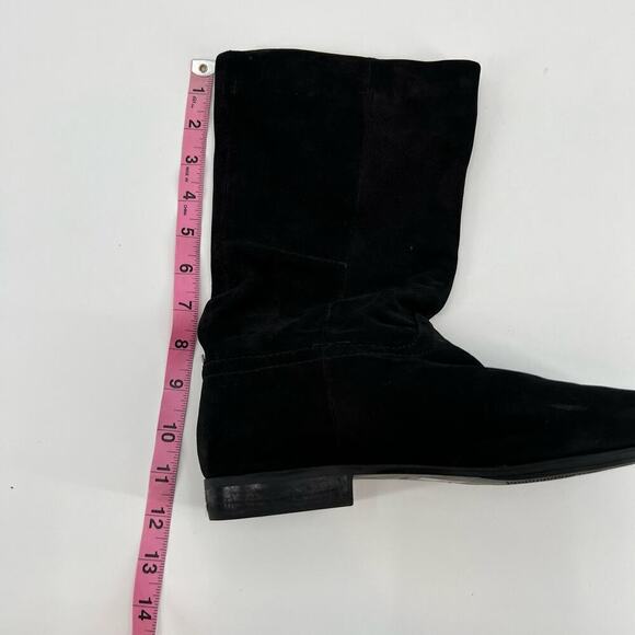 ALDO Black Leather Round Toe gold buckle Pull On Mid Calf Boots Women’s Size 10 - Picture 3 of 9